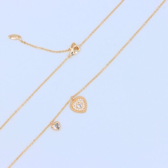 "Rose Gold Heart Pendant Necklace with Dual Charm, Elegant Design, XPNL1877 - Picture 10 of 12